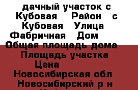 дачный участок с.Кубовая. › Район ­ с.Кубовая › Улица ­ Фабричная › Дом ­ 14 › Общая площадь дома ­ 30 › Площадь участка ­ 7 › Цена ­ 650 000 - Новосибирская обл., Новосибирский р-н, Кубовая с. Недвижимость » Дома, коттеджи, дачи продажа   